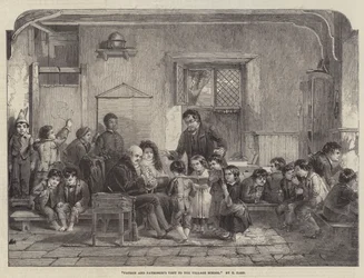 Visita del patrón y la patrona a la escuela del pueblo